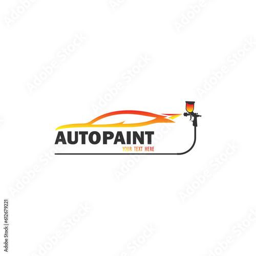 car painting logo with spray gun and Unique Colorful Vehicle Concept