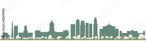 Abstract Buenos Aires Argentina City Skyline with Color Landmarks.