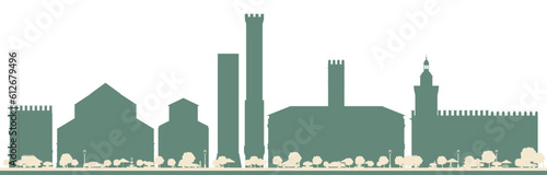 Abstract Bologna Italy City Skyline with Color Landmarks.