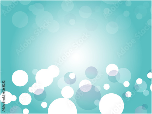 水玉模様が浮遊するアブストラクトな空間の背景素材_ターコイズブルー