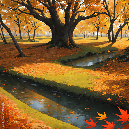 가을 나무, 낙엽, 풍경