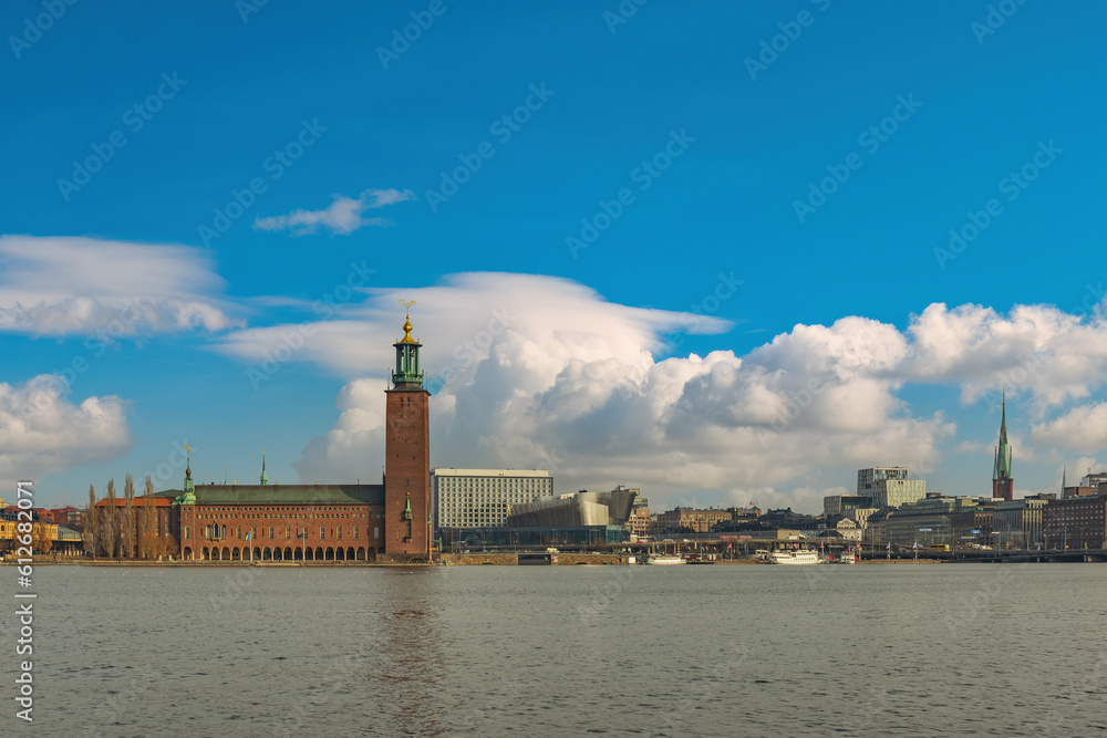 Stockholm Sweden, city skyline at Stockholm City Hall and new town