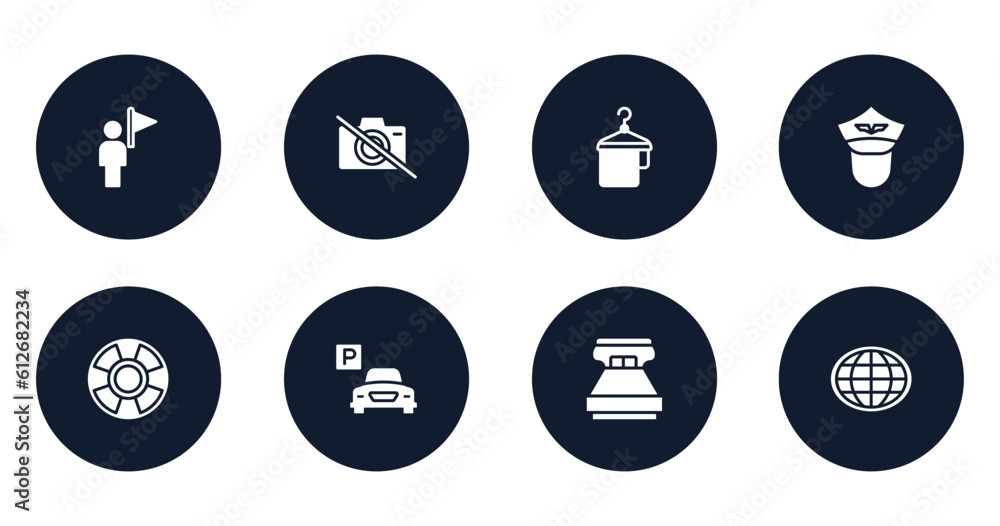 travel and tourism filled icons set. flat filled icons sheet included tourist guide, no photos, hanger with a towel, pilot of airplane, life bouy, parking hotel, king size, earth globe vector. travel and tourism filled icons set. flat filled icons sheet included tourist guide, no photos, hanger with a towel, pilot of airplane, life bouy, parking hotel, king size, earth globe vector.