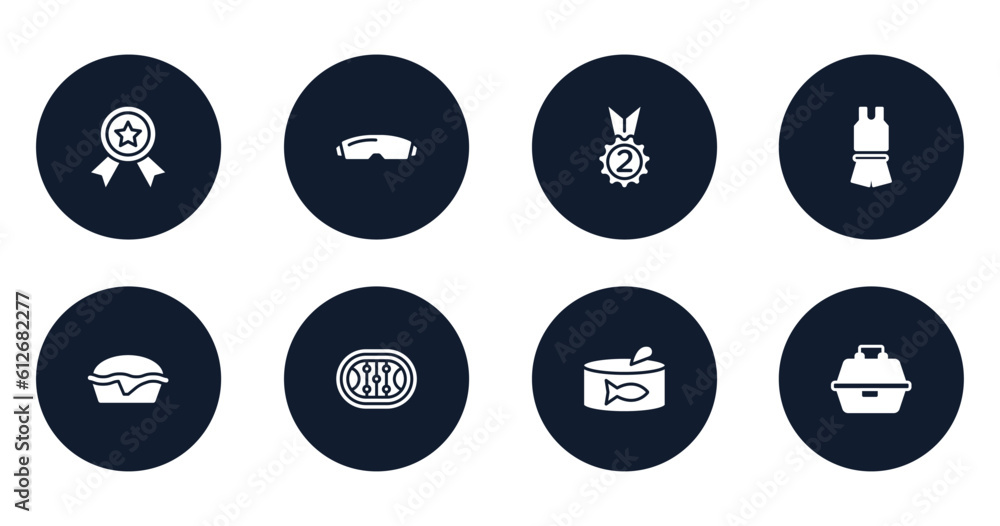 fisherman filled icons set. flat filled icons sheet included first prize, goggle, second place, sport wear, pies, hockey arena, tuna can, tackle box vector. fisherman filled icons set. flat filled icons sheet included first prize, goggle, second place, sport wear, pies, hockey arena, tuna can, tackle box vector.