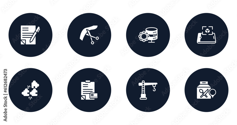 general filled icons set. flat filled icons sheet included copywriting, inauguration, data science, ar presentation, compatibility, credit report, construction crane, food delivery vector. general filled icons set. flat filled icons sheet included copywriting, inauguration, data science, ar presentation, compatibility, credit report, construction crane, food delivery vector.
