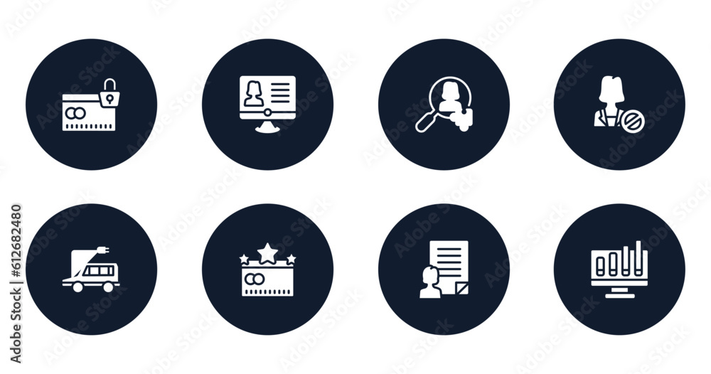 general filled icons set. flat filled icons sheet included credit limit, hr software, hr solutions, impeachment, electro car, credit rating, agent script, ar graph vector.