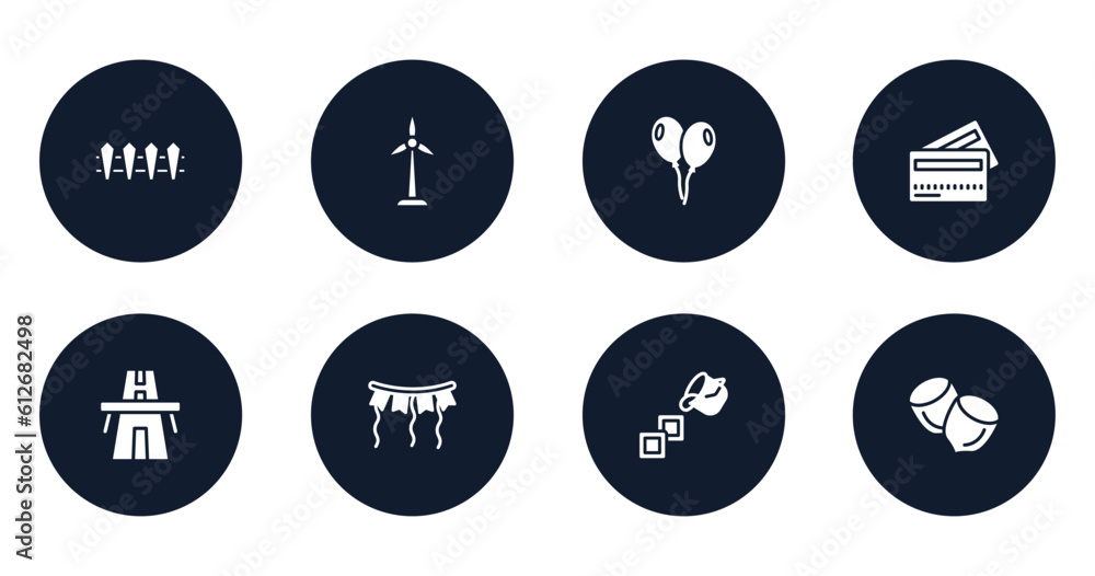 general filled icons set. flat filled icons sheet included wooden fence, renewable energy label, floating balloons, credit cards, bridge on avenue perspective, party decoration, live paint, nuts general filled icons set. flat filled icons sheet included wooden fence, renewable energy label, floating balloons, credit cards, bridge on avenue perspective, party decoration, live paint, nuts