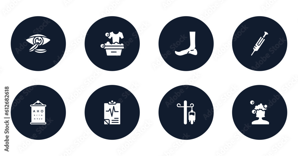 hygiene routine filled icons set. flat filled icons sheet included contact lens, washing clothes, ankle, syringe needle, sight check table, medical results, drip, hair wash vector. hygiene routine filled icons set. flat filled icons sheet included contact lens, washing clothes, ankle, syringe needle, sight check table, medical results, drip, hair wash vector.