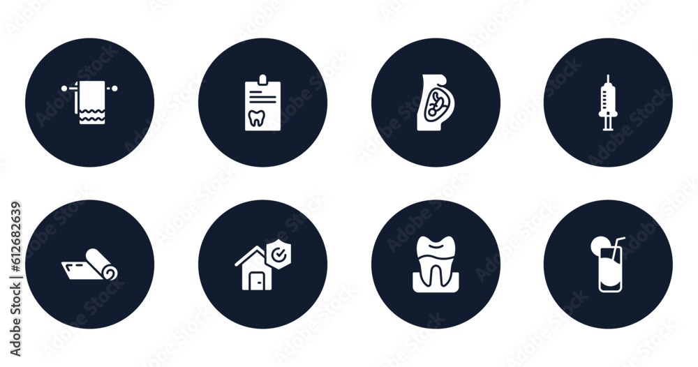 health filled icons set. flat filled icons sheet included cloth towel, dental record, fetus, hospital syringe, yoga mat, disaster, premolar, fresh soda glass vector. health filled icons set. flat filled icons sheet included cloth towel, dental record, fetus, hospital syringe, yoga mat, disaster, premolar, fresh soda glass vector.