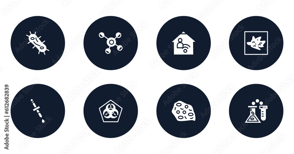 filled icons set. flat filled icons sheet included bacterium, cells, telework, germ, pipette, , amoeba, medical laboratory