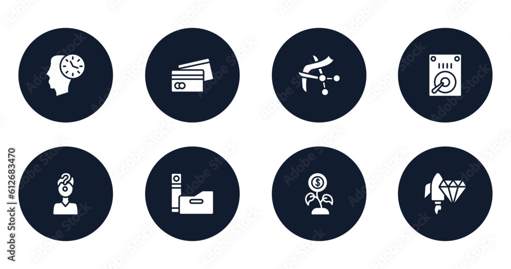 startups filled icons set. flat filled icons sheet included time mind, card payment, inauguration, hdd, confusion, folders, money growth, brilliant vector. startups filled icons set. flat filled icons sheet included time mind, card payment, inauguration, hdd, confusion, folders, money growth, brilliant vector.