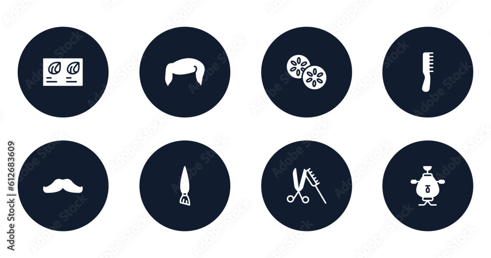 sauna filled icons set. flat filled icons sheet included hair color sample, boy hair shape, cucumber, one comb, mustache, angle brush, scissor and comb, samovar vector. sauna filled icons set. flat filled icons sheet included hair color sample, boy hair shape, cucumber, one comb, mustache, angle brush, scissor and comb, samovar vector.