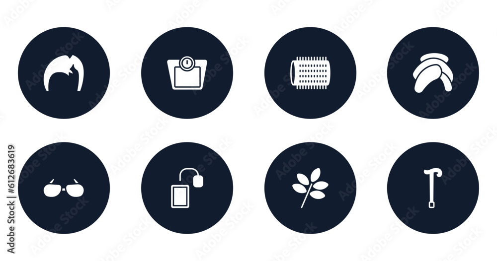 hipster filled icons set. flat filled icons sheet included man hair, weighing scale, hair roller, head towel, sun glasses, tea bag, herbs, cane vector. hipster filled icons set. flat filled icons sheet included man hair, weighing scale, hair roller, head towel, sun glasses, tea bag, herbs, cane vector.