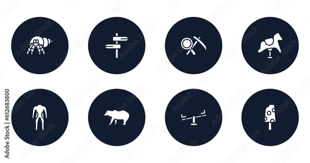 spring filled icons set. flat filled icons sheet included hermit crab, road, geology, rocking horse, diving suit, grizzly bear, seesaw, vector. spring filled icons set. flat filled icons sheet included hermit crab, road, geology, rocking horse, diving suit, grizzly bear, seesaw, vector.