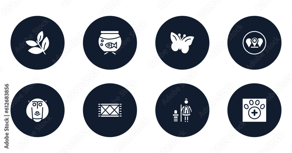 in the zoo filled icons set. flat filled icons sheet included herb, aquarium, butterflies, branches, baboon, rug, cleaner, veterinarian vector. in the zoo filled icons set. flat filled icons sheet included herb, aquarium, butterflies, branches, baboon, rug, cleaner, veterinarian vector.
