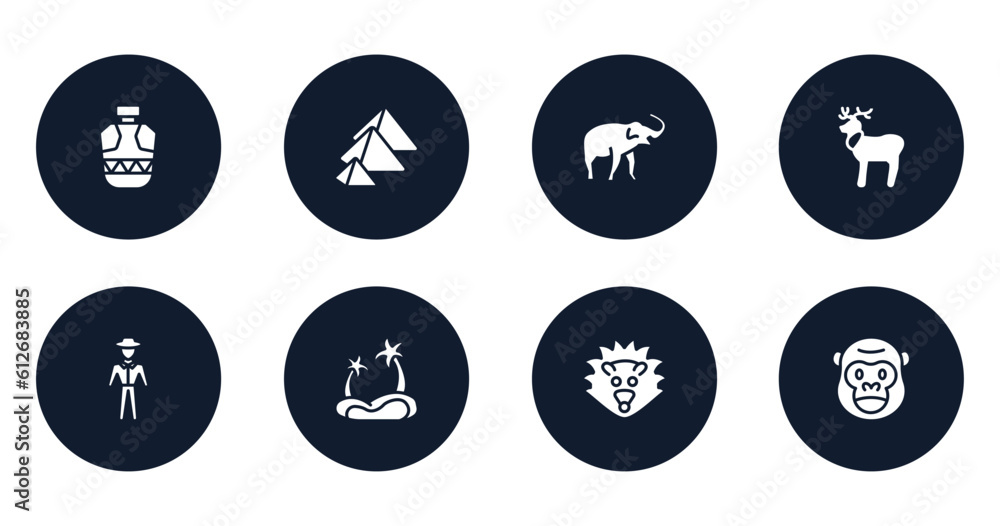 animals filled icons set. flat filled icons sheet included canteen, pyramid, safari, reindeer, trainer, oasis, hedgehog, gorilla vector. animals filled icons set. flat filled icons sheet included canteen, pyramid, safari, reindeer, trainer, oasis, hedgehog, gorilla vector.