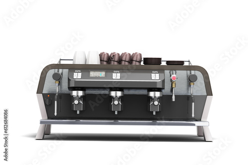 new professional coffee machine front view 3d render on white