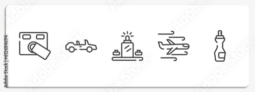 car wash outline icons set. thin line icons sheet included access control, convertible, luggage scan, turbulence, insect repellent vector.