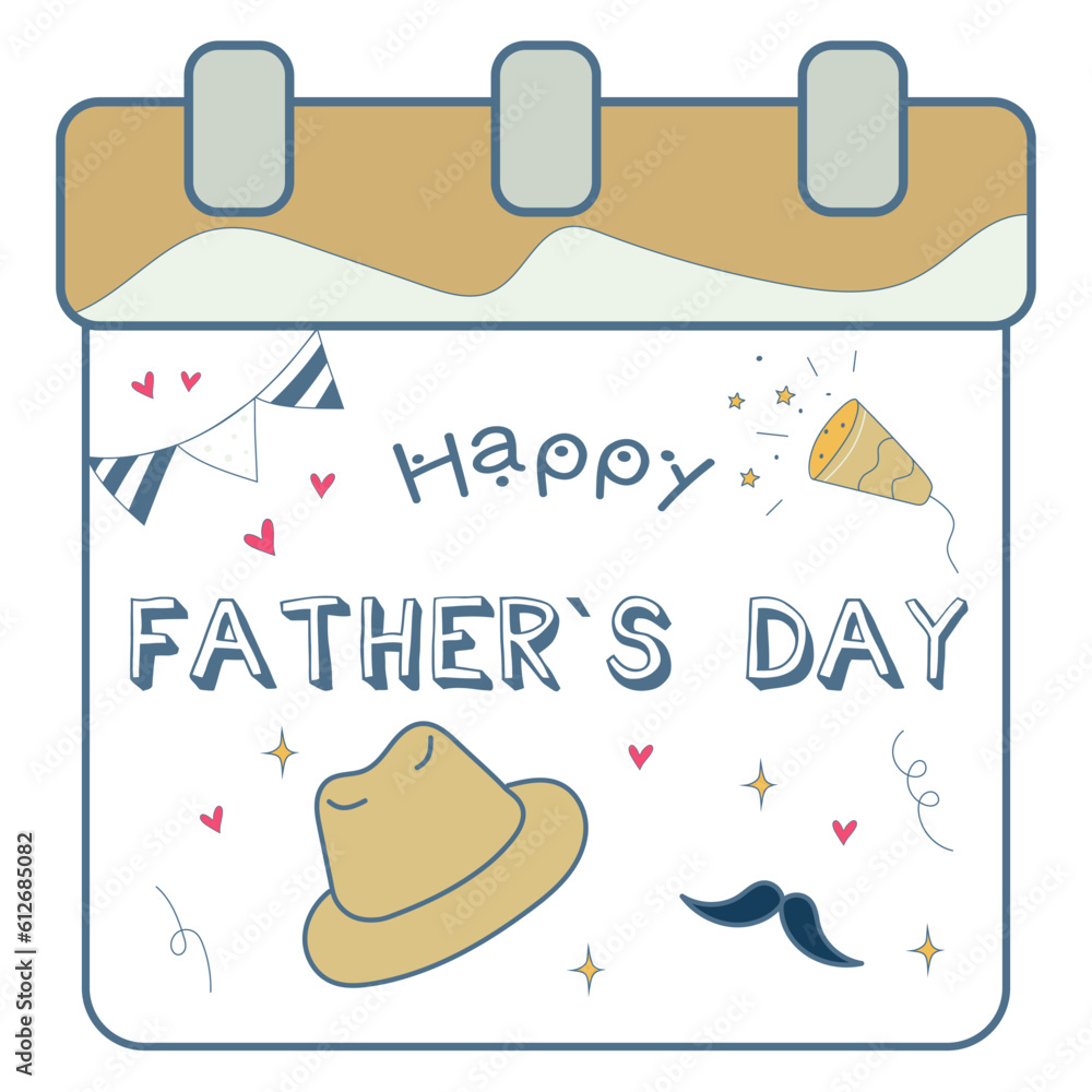 Naklejka premium Happy Father`s day doodle illustration
