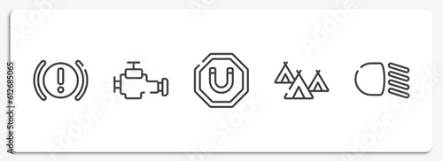 Quadro em tela car dashboard signals outline icons set