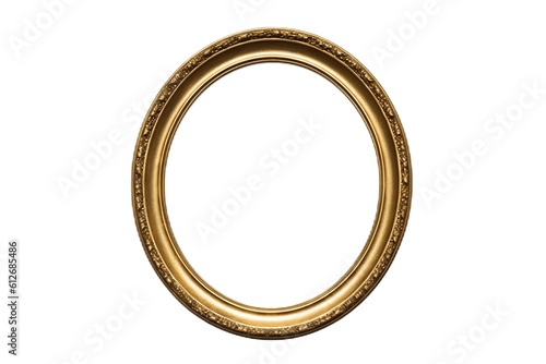 Golden Oval Picture Frame on Background, Generative AI
