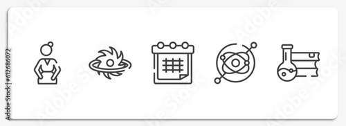 laboratory outline icons set. thin line icons sheet included pregnancy, black hole, timetable, gyroscope, science book vector.