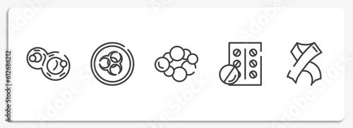 outline icons set. thin line icons sheet included cell division, epidemic, cancer, blister, hiv vector.