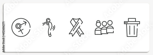 outline icons set. thin line icons sheet included sexual transmitted disease, difficulty breathing, aids, people, garbage vector.