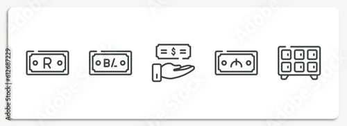bitcoin outline icons set. thin line icons sheet included time mind, electrical appliances, optimization, dollar, calculate vector.
