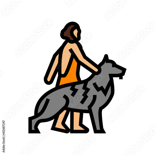 domestication animals human evolution color icon vector. domestication animals human evolution sign. isolated symbol illustration