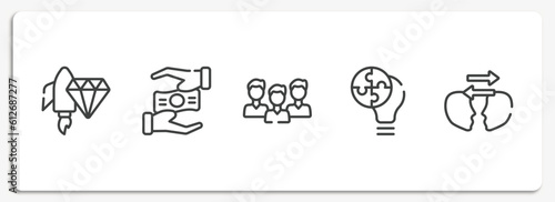 business outline icons set. thin line icons sheet included facilities, oil barrel, time management, personal profile, accountant vector.