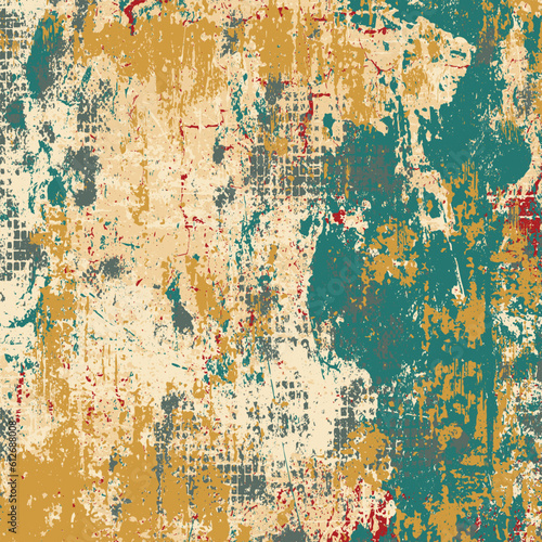 The grunge texture is yellow. Abstract color background. Vector template of a scratched colored board