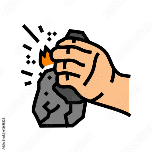 fire making human evolution color icon vector. fire making human evolution sign. isolated symbol illustration