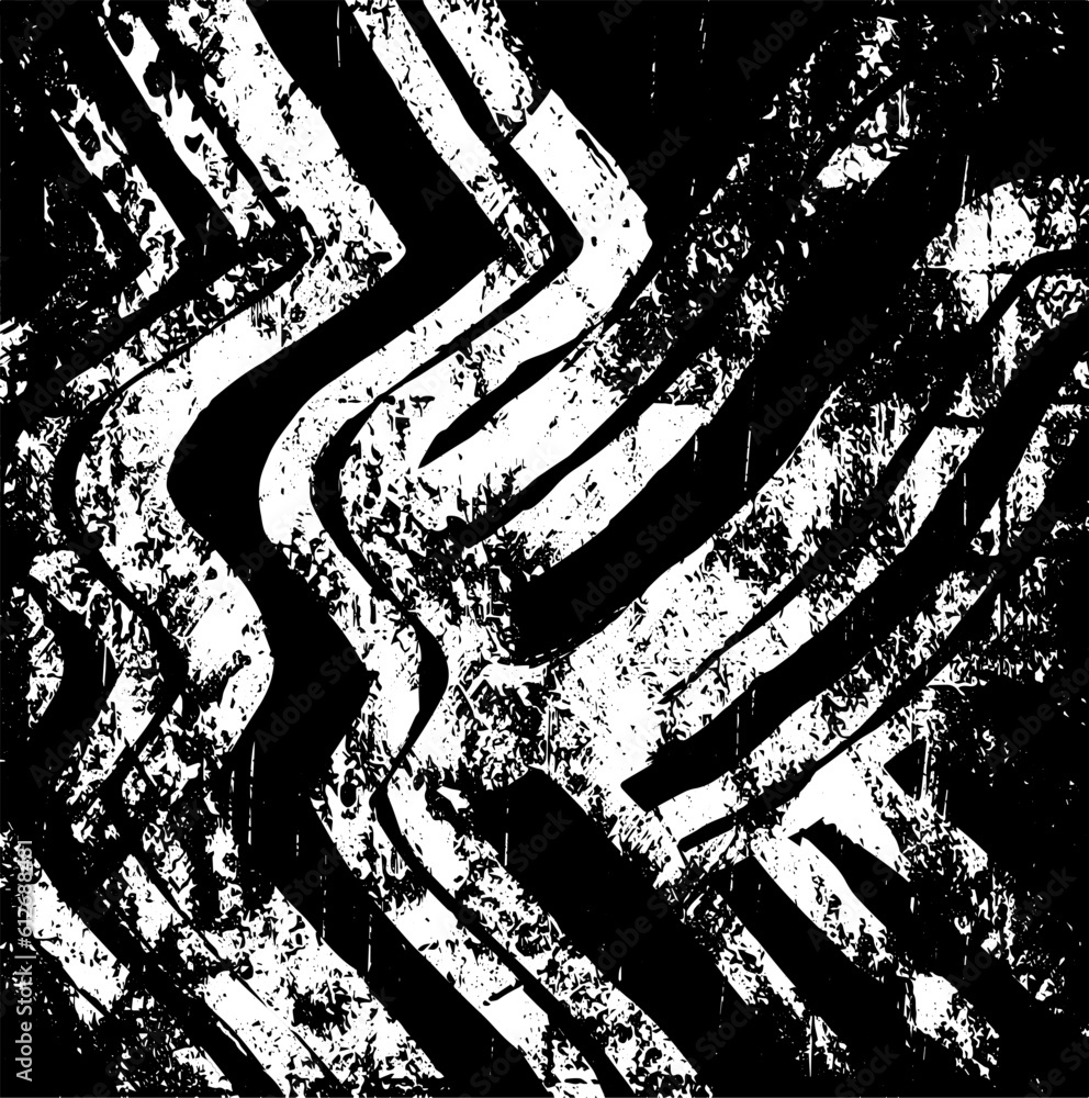 Naklejka premium Grunge black and white background. The abstract texture is monochrome. Vector chaotic illustration