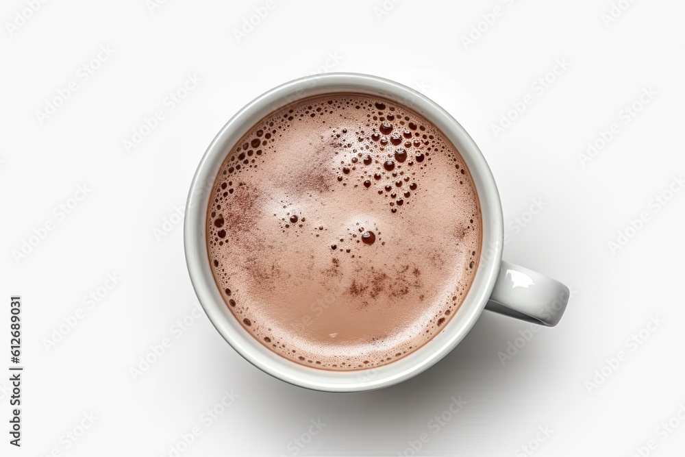 Top View of Isolated Hot Chocolate Mug on White Background Top View of Isolated Hot Chocolate Mug on White Background