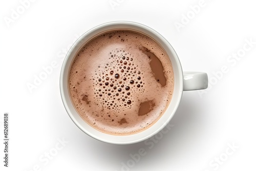 Top View of Isolated Hot Chocolate Mug on White Background