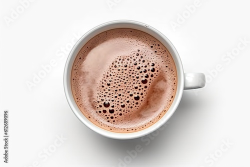 Top View of Isolated Hot Chocolate Mug on White Background