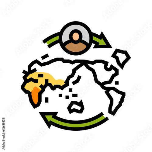 migration africa human evolution color icon vector. migration africa human evolution sign. isolated symbol illustration