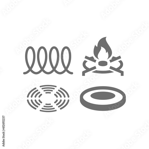 Ceramic and induction stove vector icon set. Electric and gas stoves icons.