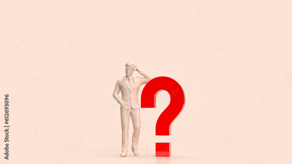 The man and red question mark 3d rendering The man and red question mark 3d rendering