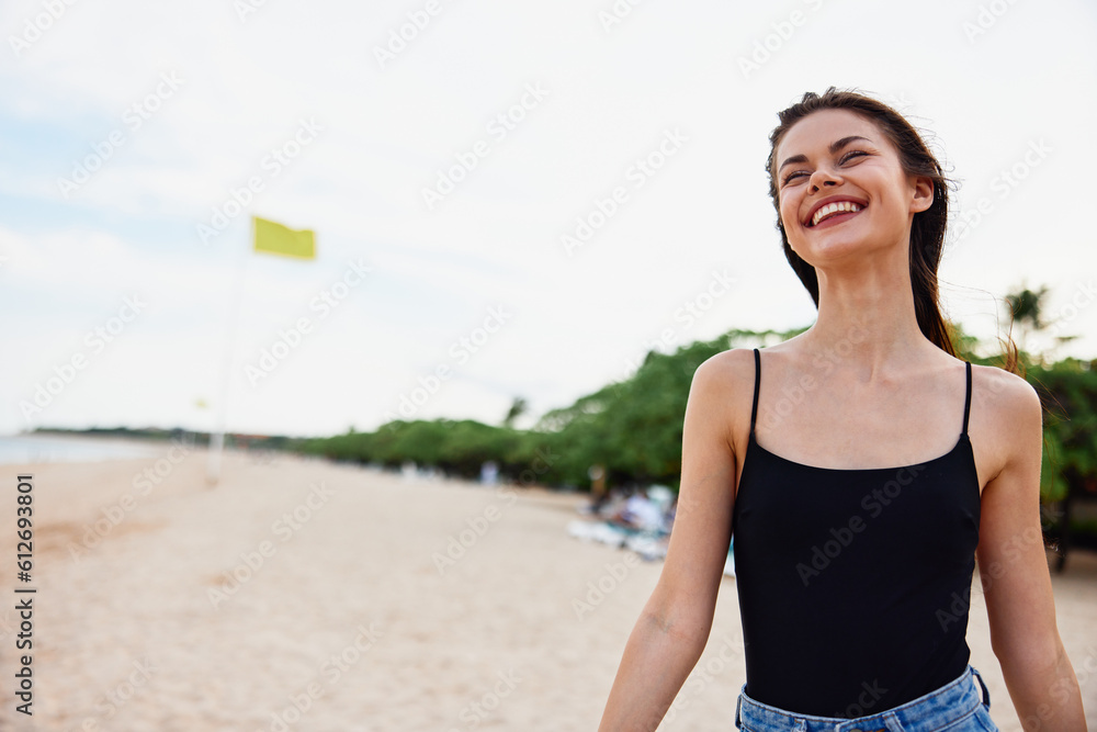 sea woman sand ocean vacation young beach smile nature peaceful summer sea woman sand ocean vacation young beach smile nature peaceful summer