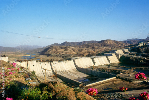 Sardar Sarovar Dam across river Narmada under construction, Gujarat, India photo