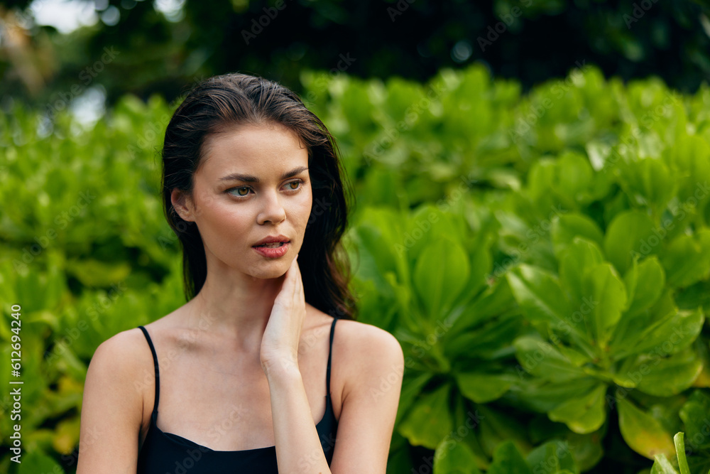 portrait woman summer lifestyle park beautiful t-shirt nature walk smiling freedom portrait woman summer lifestyle park beautiful t-shirt nature walk smiling freedom