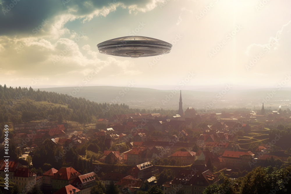 Illustration of small UFO on the sky Illustration of small UFO on the sky