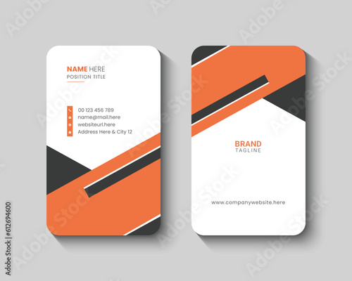 Orange and black vertical rounded business card design template