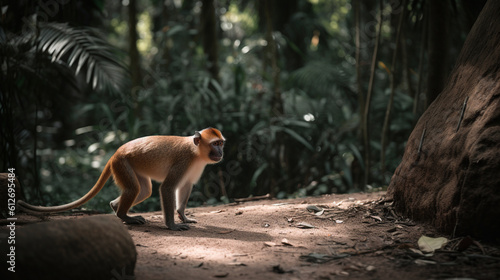 Monkey in the forest created with Generative Ai technology