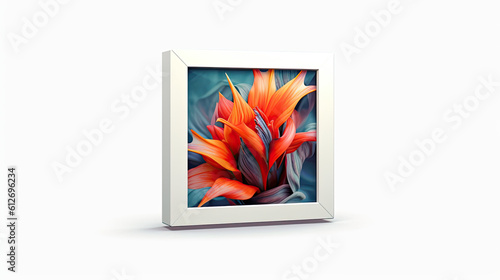 Square photo frame on white background. Generative AI