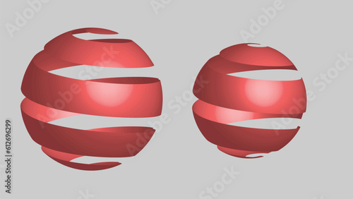 Wrap a symbol around a sphere using 3D Revolve in Illustrator. The result looks like a ribbon wrapped around a hollow sphere. This will help you in making the logo.