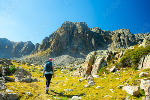 Pyrenees Pessons peak and lakes in Andorra	
