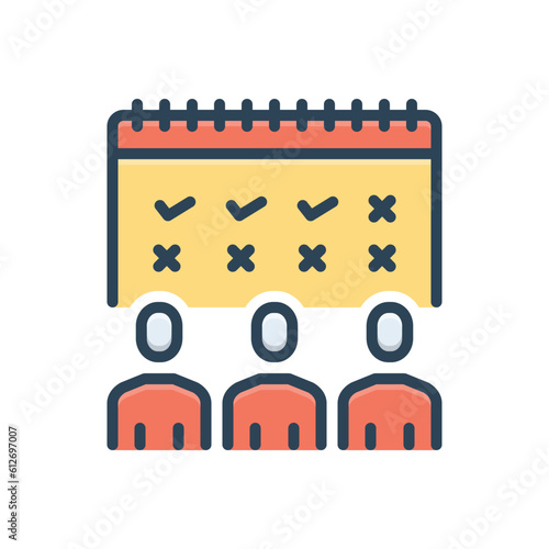 Color illustration icon for attended 
